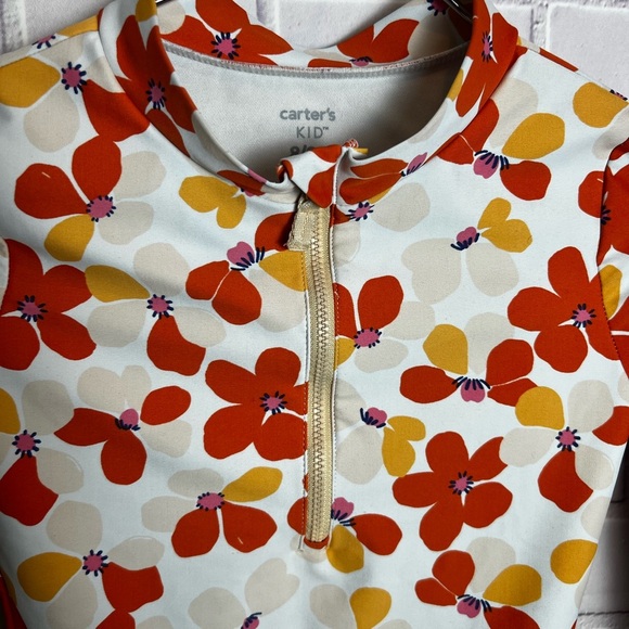 Carter's girls Swim Floral Rash Guard - Red and Yellow/size 8/8A - Picture 2 of 7